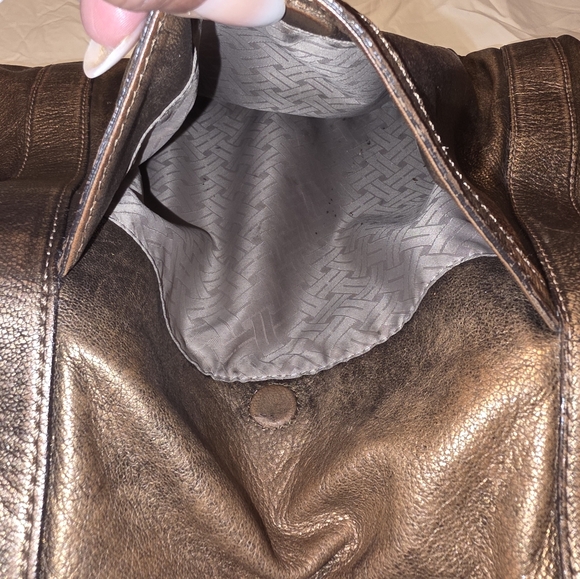 Cole Haan Metallic Bronze Leather Shoulder Bag - Picture 15 of 16